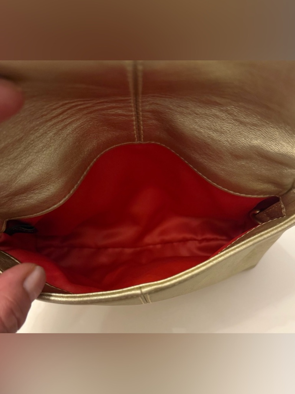 Vintage Coach Metallic Gold Leather Wristlet Clutch - Picture 8 of 12